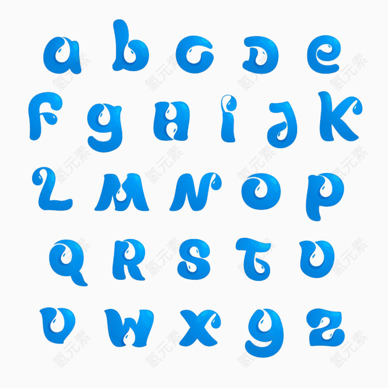 蓝色艺术字母字体