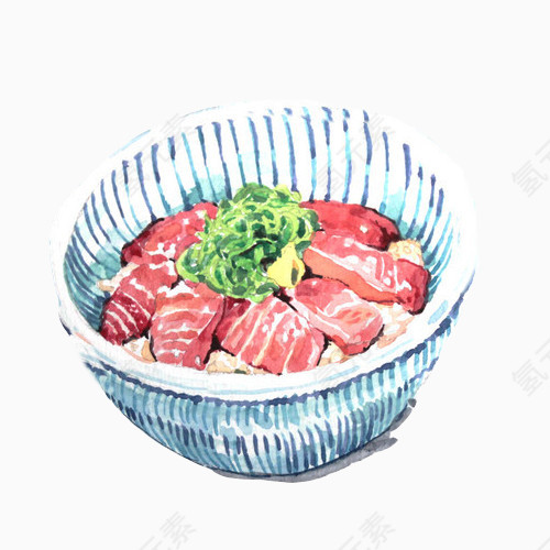 烤肉拌饭手绘画素材图片