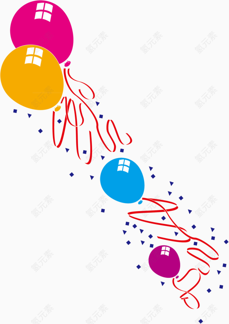 彩色气球装饰矢量