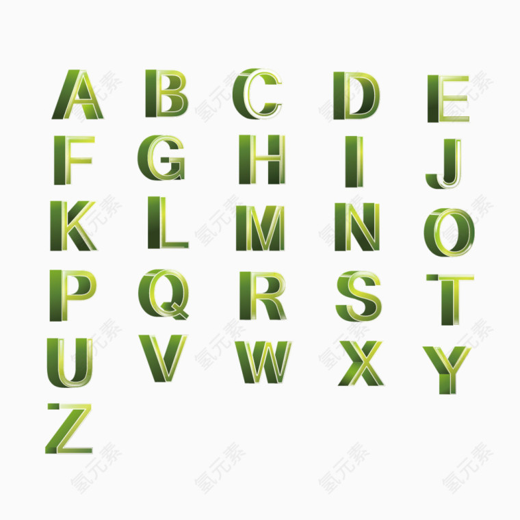 矢量绿色立体字母