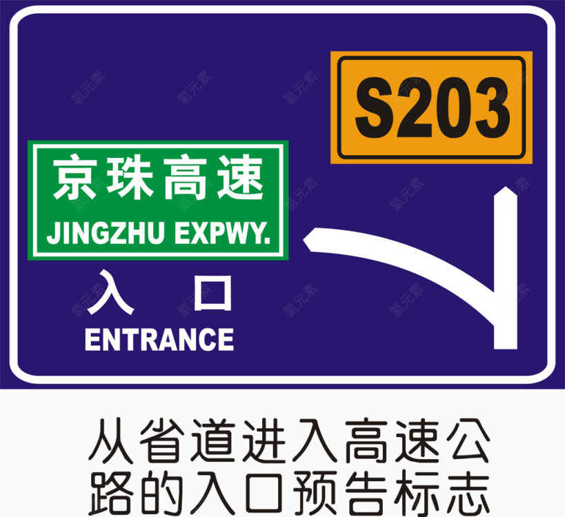 从省道进入高速公路的入口预告标志下载