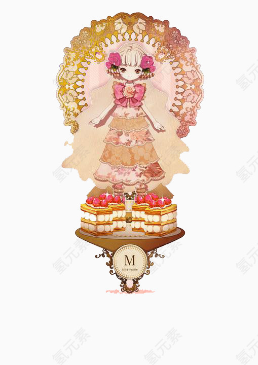 粉色公主少女蛋糕
