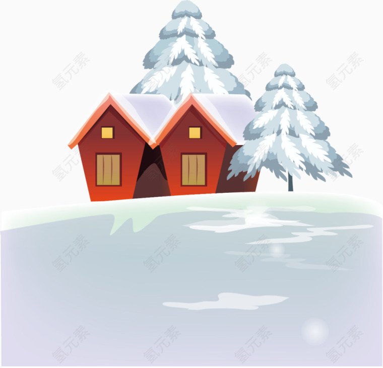 树木大雪房屋