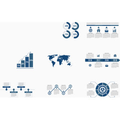 蓝色ppt信息图表设计矢量素材