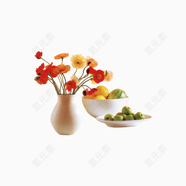花瓶与水果