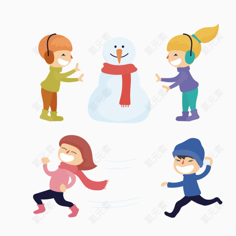 孩子玩雪人