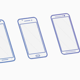 蓝色大屏手机手绘设计