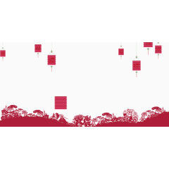 中国风红色灯笼剪纸背景装饰