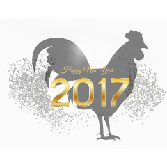 2017鸡年快乐黄金数字鸡剪影