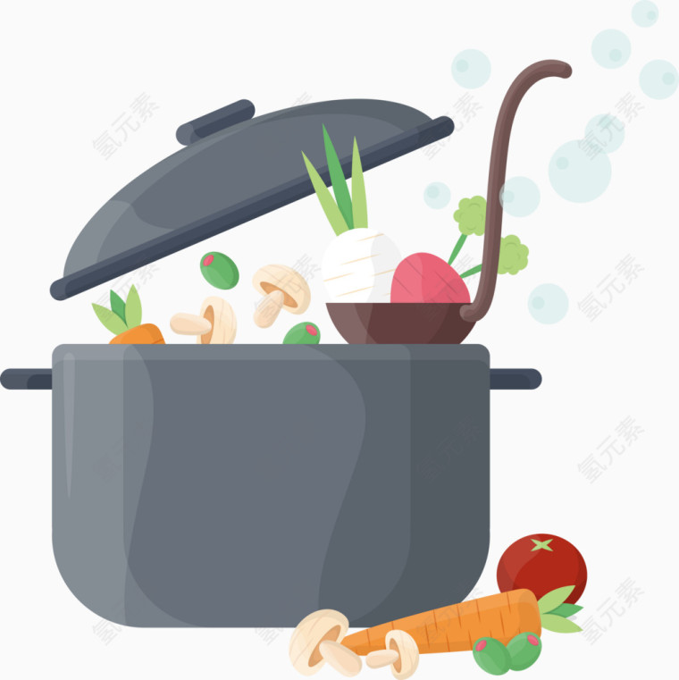 矢量锅里的蔬菜
