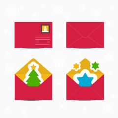 4款红色圣诞节信件设计矢量素材