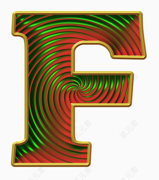 彩金圆圈字母F