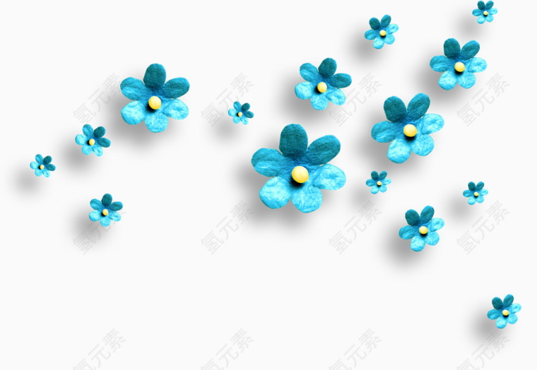 蓝色渲染式六瓣花朵