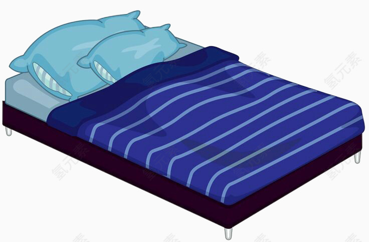 蓝色条纹被子床