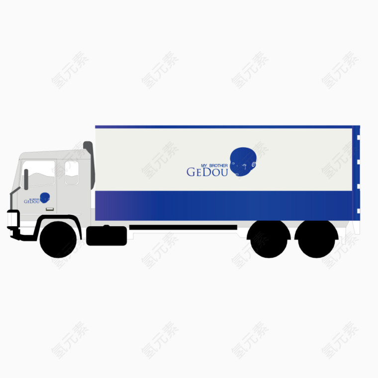 矢量蓝色箱式货车卡车