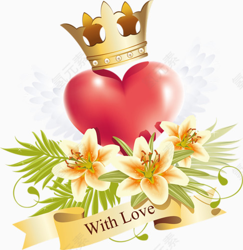 心形 王冠 鲜花 示爱 结婚