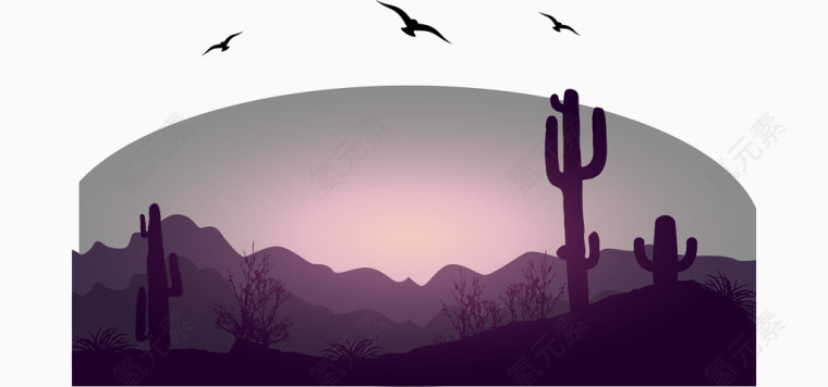 矢量沙漠风景插图