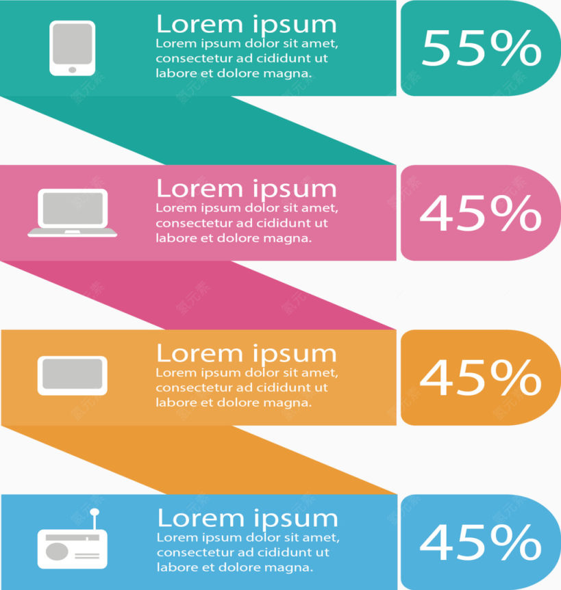 彩色旋转彩带信息图表下载