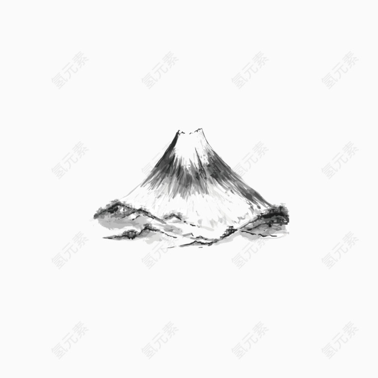 矢量水墨风日本富士山