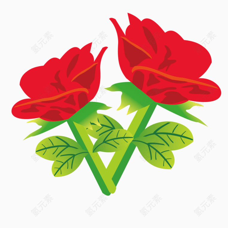 两朵红艳的玫瑰花