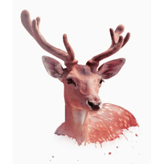 红色简约麋鹿装饰图案