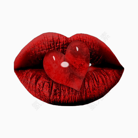 红色爱心嘴唇