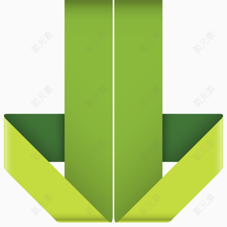 矢量绿色纸折条幅
