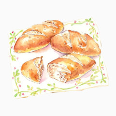 发酵面包手绘画素材图片