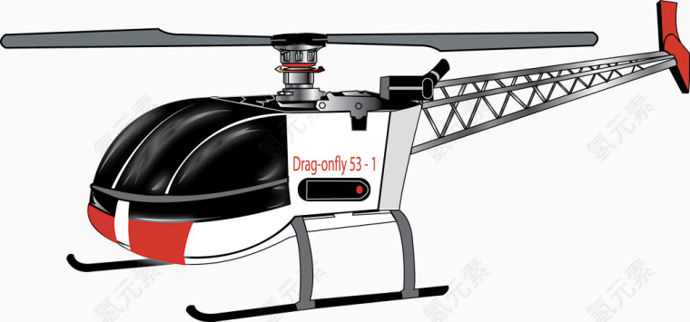直升飞机手绘矢量图