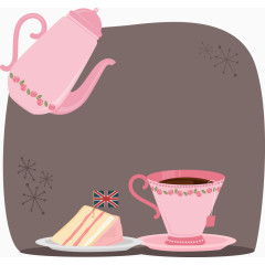 粉色英式下午茶插画矢量素材