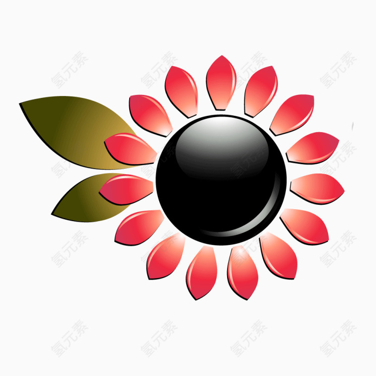 黑色圆形发光花朵