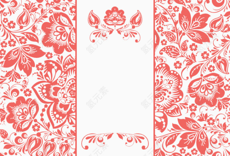 白色花卉红底卡片矢量素材