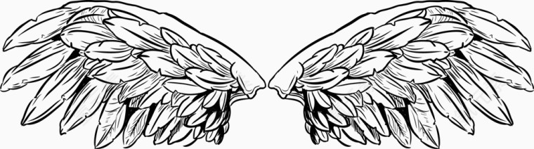 矢量线条纹身印第安翅膀图样