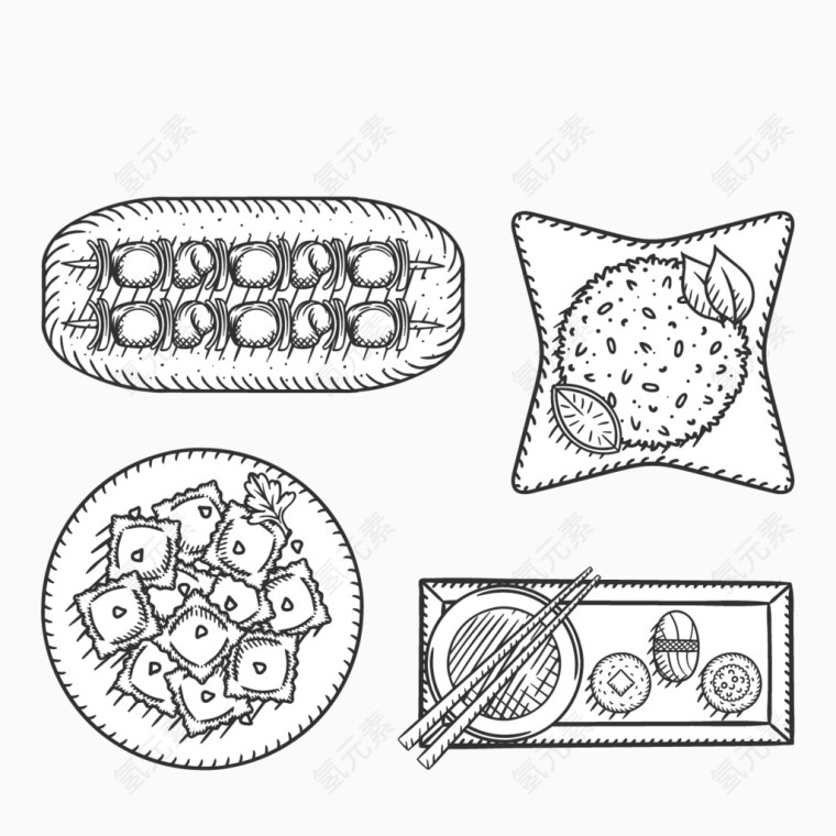 矢量手绘菜品