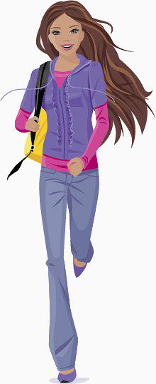 穿着紫色衣服的长发女孩