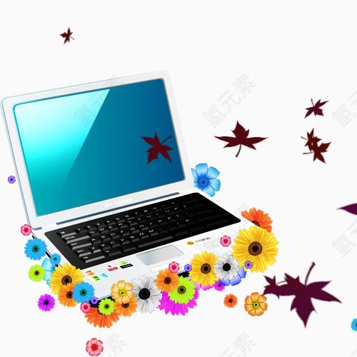 花朵笔记本电脑