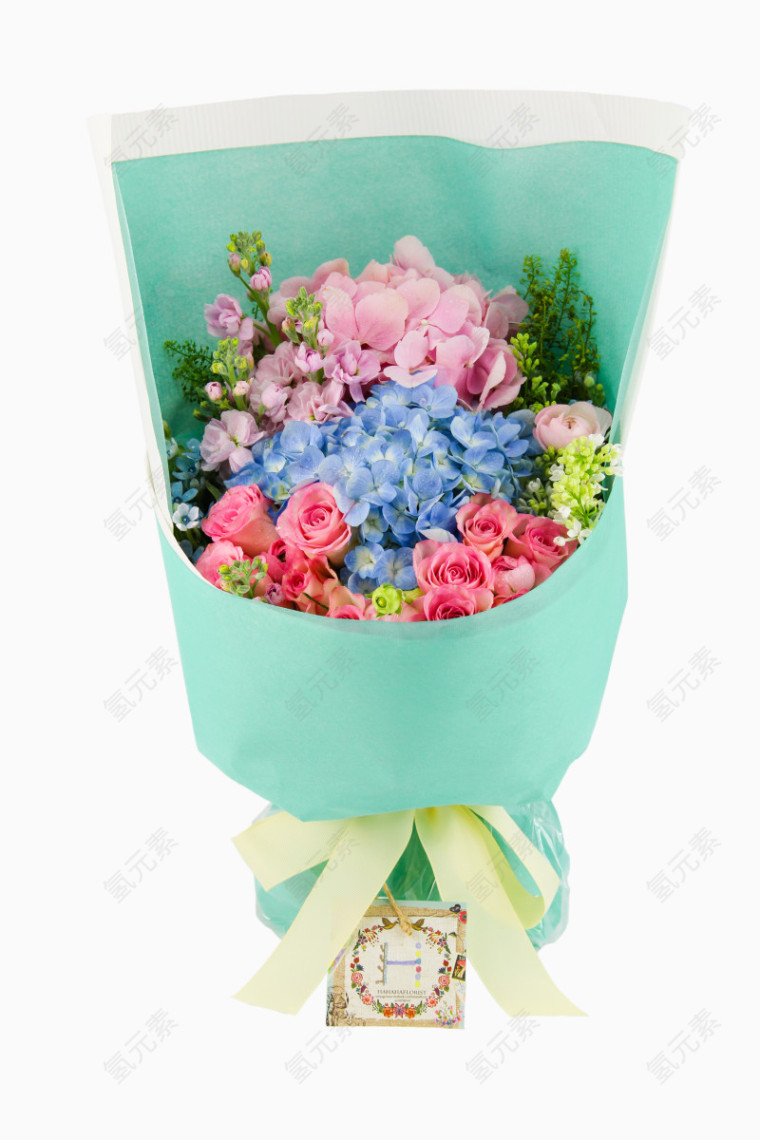 蓝色包装一束花