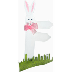 草丛白色木板兔子