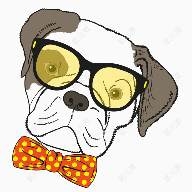 戴着眼镜的小狗矢量图