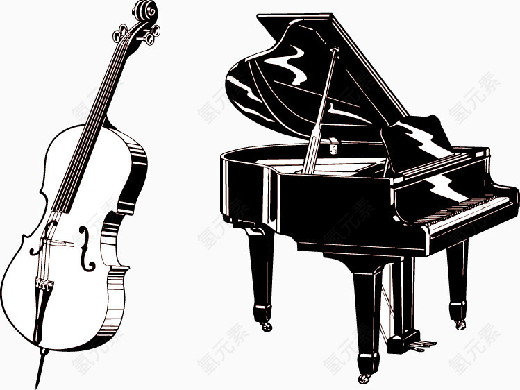 钢琴提琴矢量乐器