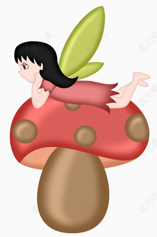 骑着蘑菇的小女孩