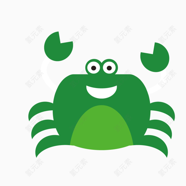 矢量卡通绿色螃蟹