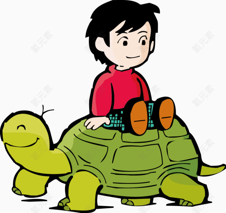 乌龟拖着小孩
