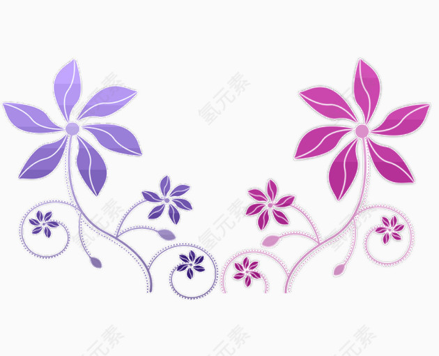 紫红色花朵装饰图案