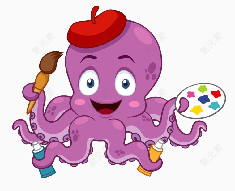 紫色绘画章鱼