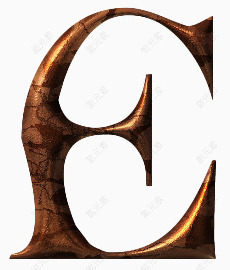 复古金属质感字母E