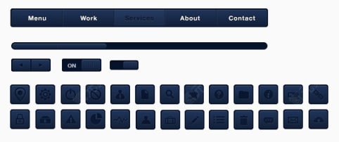 深蓝色UI工具按钮下载