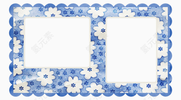 蓝色花朵装饰边框