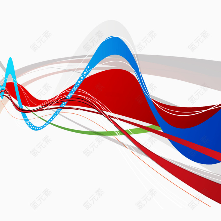 矢量彩色曲线波浪线