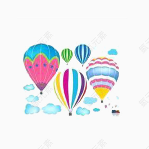 彩色热气球云朵装饰图
